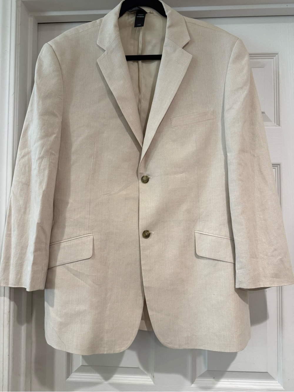 Men's Cream Single-Breasted Linen Blazer